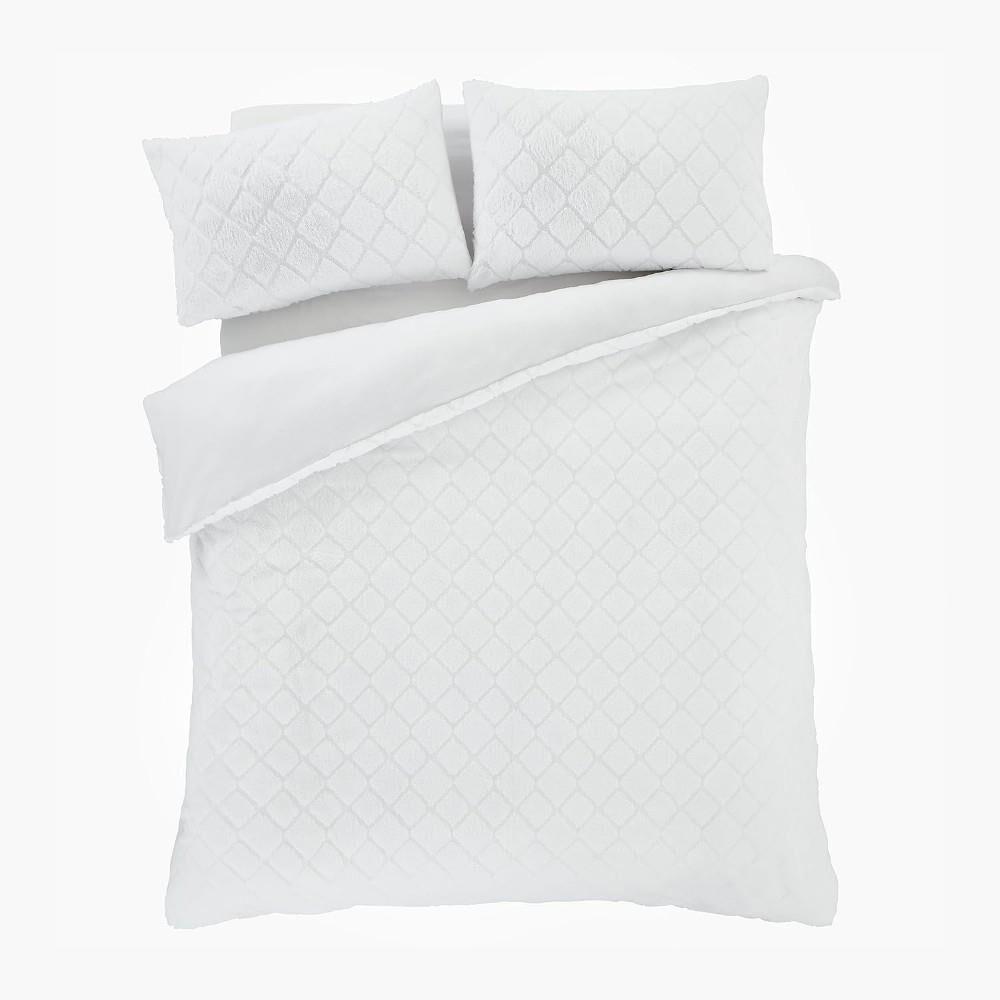 Catherine Lansfield Cosy Diamond Faux Fur Duvet Cover Set
