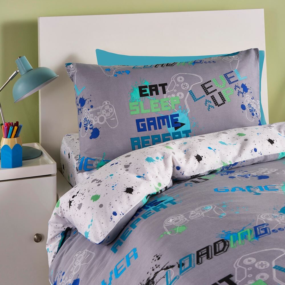 Bedlam Kids Game Glow In The Dark Print Reversible Duvet Cover Set