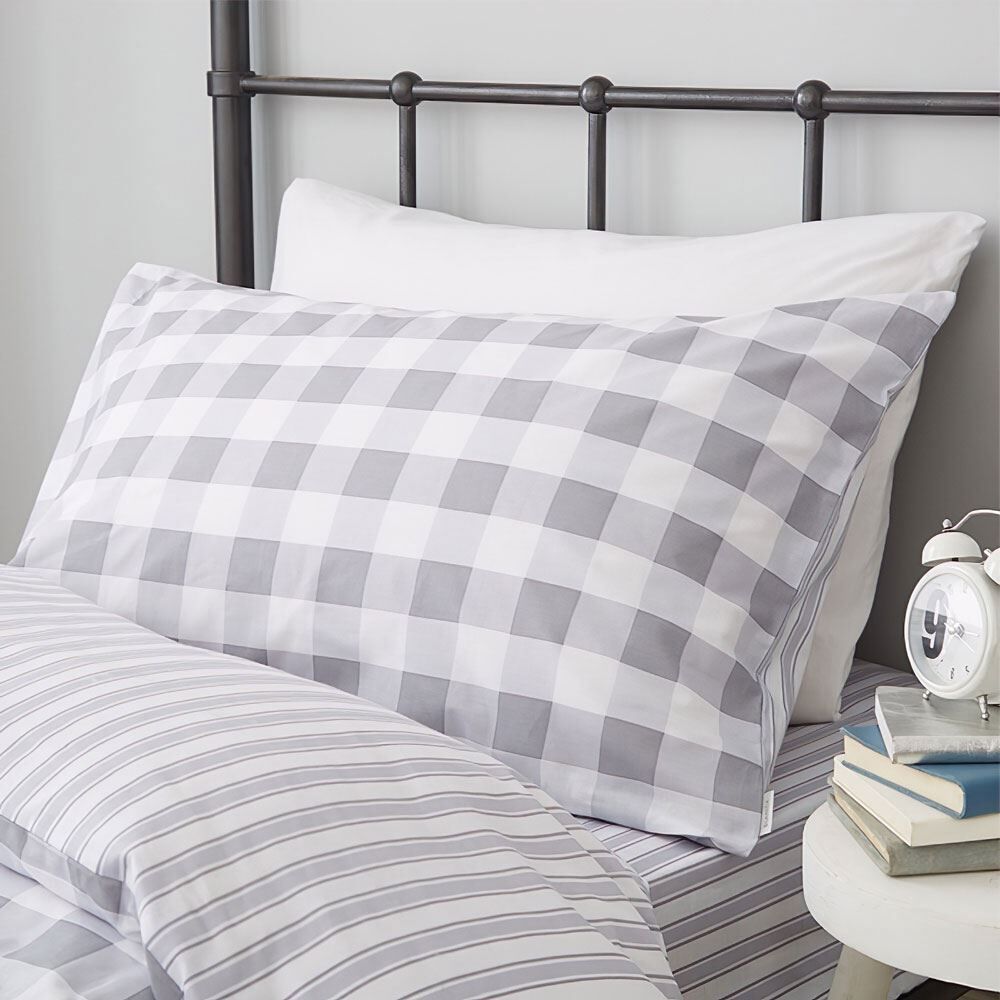 Bianca Kids Check And Stripe Reversible 100% Cotton Duvet Cover Set