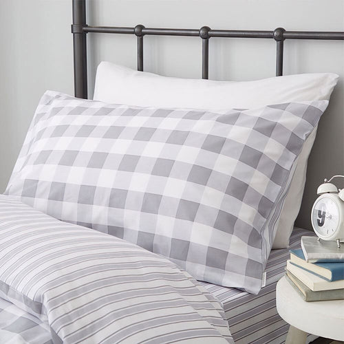 Bianca Kids Check And Stripe Reversible 100% Cotton Duvet Cover Set