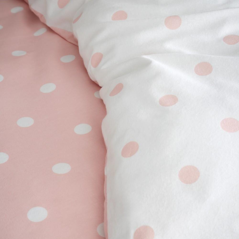 Catherine Lansfield Polka Dot 100% Brushed Cotton Reversible Duvet Cover Set