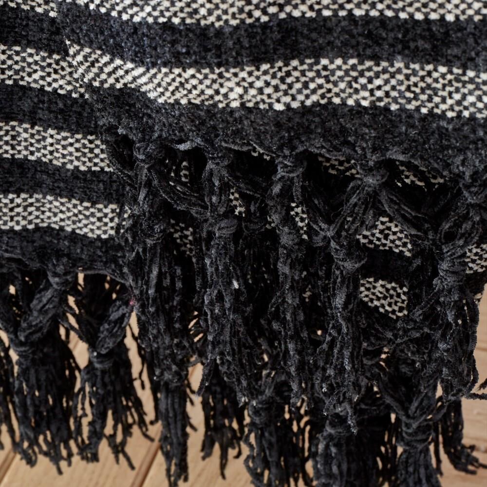 Catherine Lansfield Stripe Chenille Fringed Throw