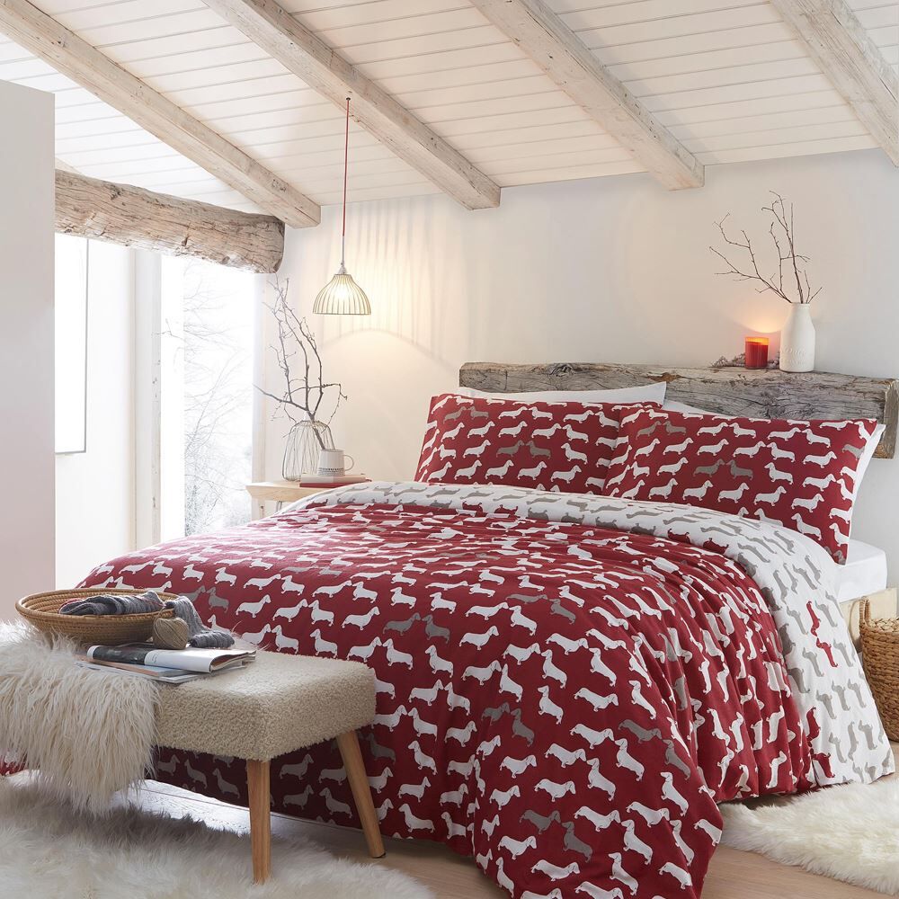 Fusion Dudley Love 100% Brushed Cotton Reversible Duvet Cover Set