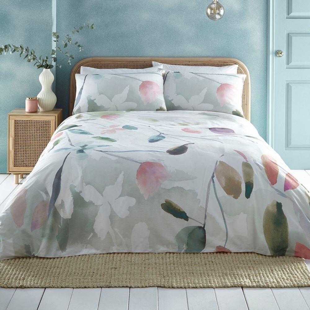 Appletree Style Maeve Floral Watercolour Print 100% Cotton Duvet Cover Set