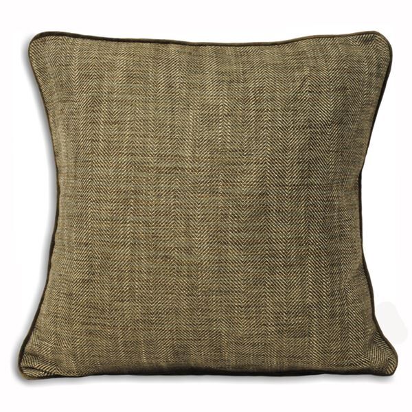 Paoletti Harewood Herringbone Weave Piped Cushion Cover, Mocha, 43 x 43 Cm