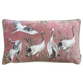 Wylder Tropics Orient Cranes Print Velvet Piped Edge Cushion Cover, Blush, 30 x 50 Cm