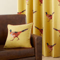 Fusion Pheasant Contemporary Print 100% Cotton Cushion Cover, Ochre, 43 x 43 Cm