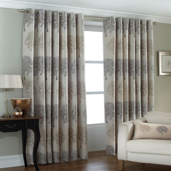Paoletti Oakdale Motif Lined Eyelet Curtains