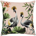 Evans Lichfield Cranes Botanical Outdoor Cushion Cover, Blush/Forest, 43 x 43 Cm