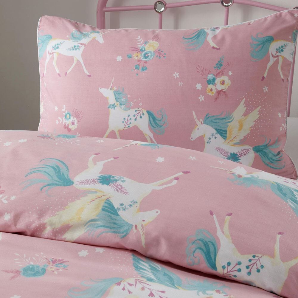 Bedlam Kids Flying Unicorns Print Reversible Duvet Cover Set