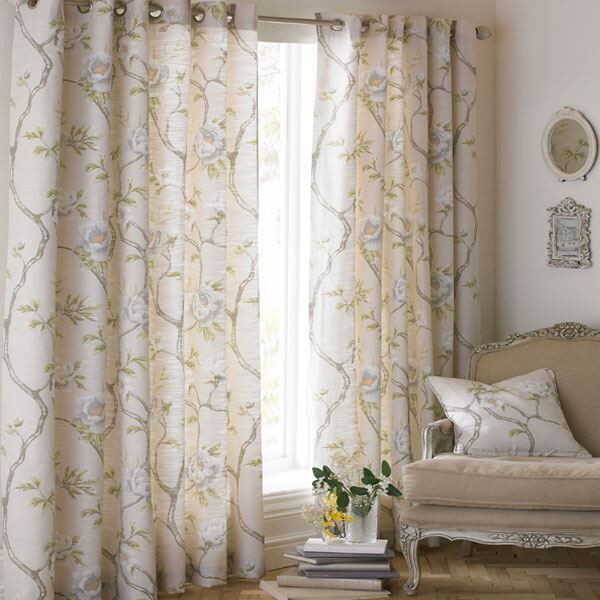 Paoletti Rosemoor Floral Cotton Rich Eyelet Curtains