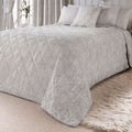 Dreams & Drapes Jasmine Floral Woven Jacquard Quilted Bedspread, Silver, 220 x 240 Cm