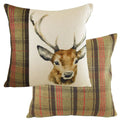 Evans Lichfield Hunter Stag Print Tartan Cushion Cover, Multi, 43 x 43 Cm