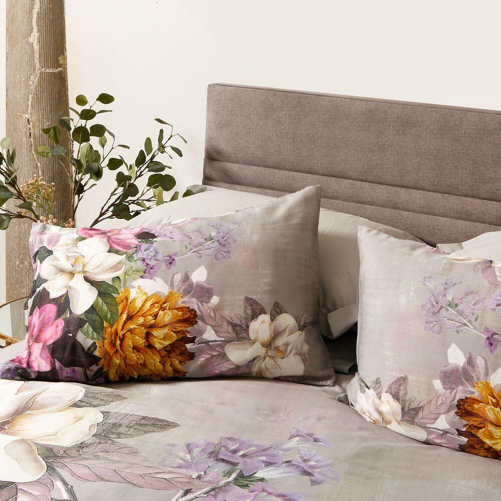 Scatter Box Magnolia Floral 100% Cotton Duvet Cover Set, Grey