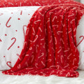 Catherine Lansfield Christmas Candy Cane Fleece Throw, Red/White, 130 x 170 Cm