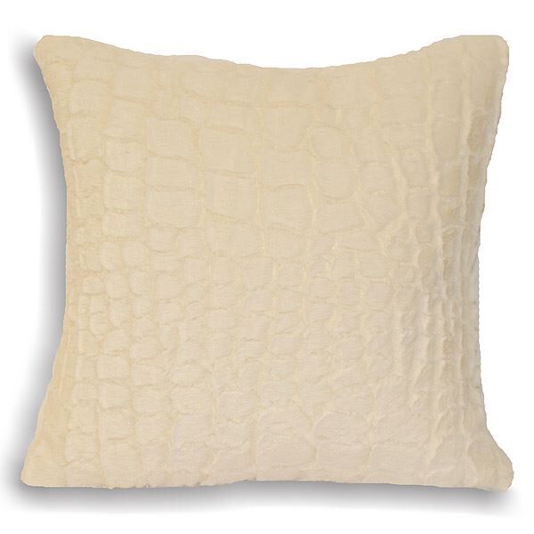 Riva Home Alligator Faux Fur Cushion Cover, Cream, 55 x 55 Cm