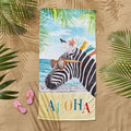 Catherine Lansfield Aloha Zebra 100% Cotton Beach Towel, Blue