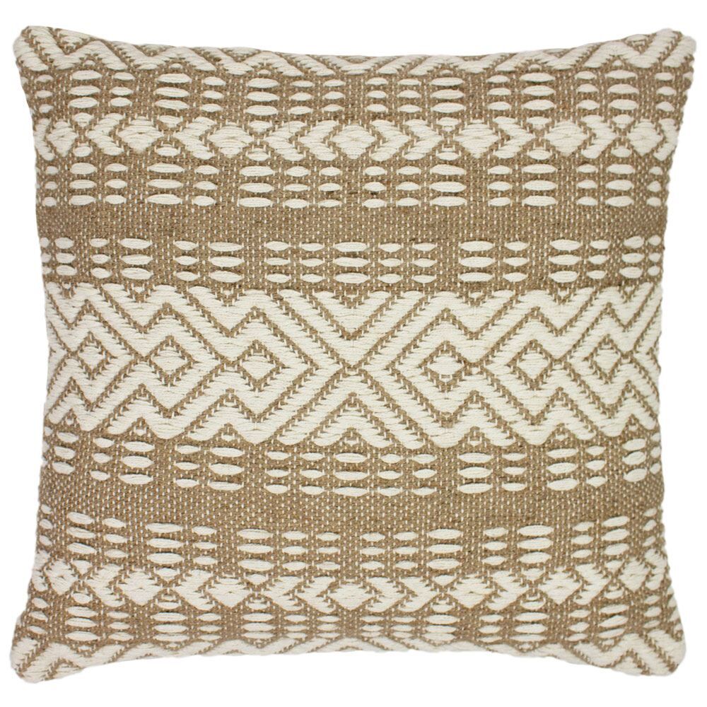 Furn Bodhi Bohemian Geometric Weave Cotton Rich Cushion Cover, Natural, 45 x 45 Cm