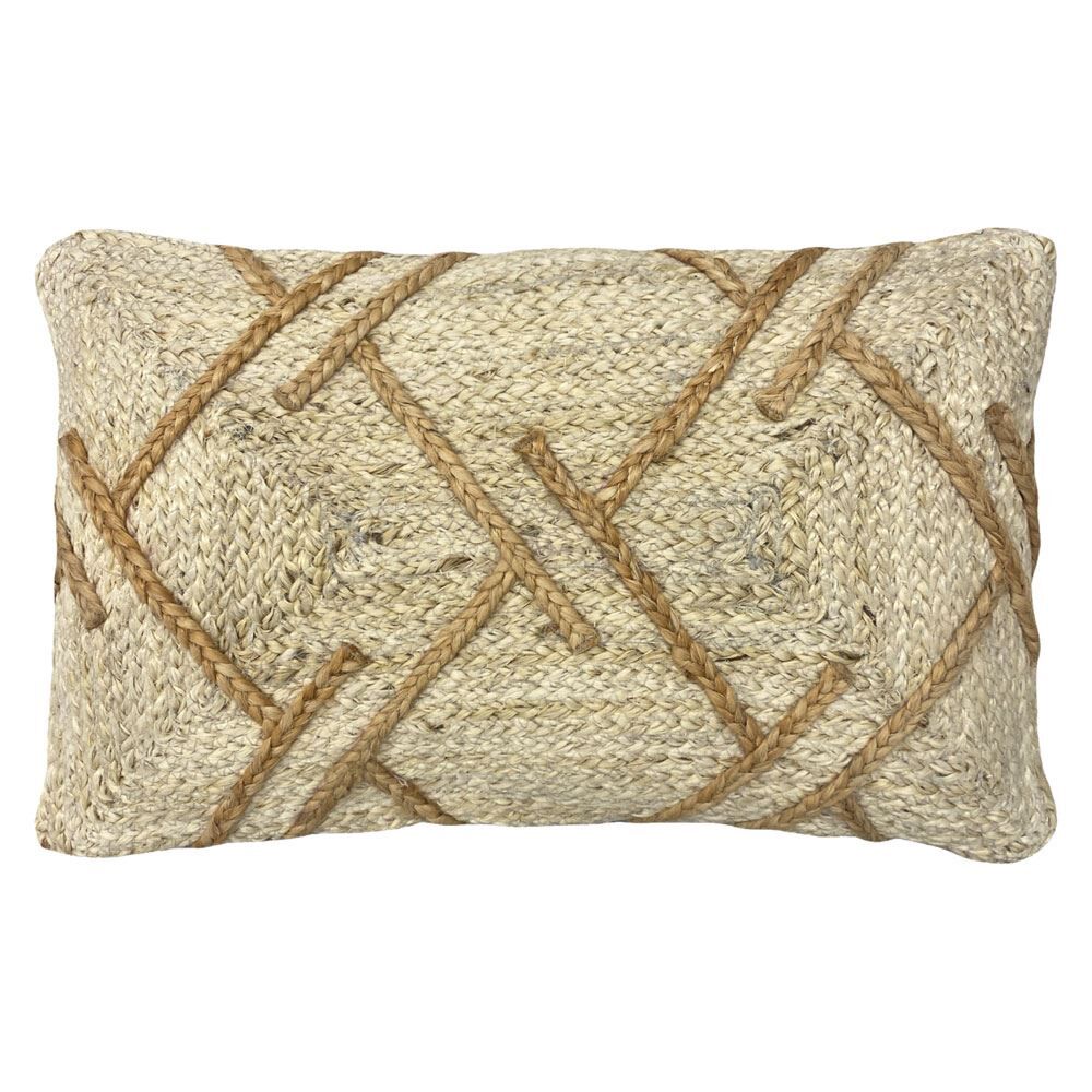 Furn Boda Braided 100% Jute Cushion Cover, Natural, 30 x 50 Cm