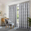 Alan Symonds Skandi Geometric Woven Jacquard Pencil Pleat Lined Curtains, Silver, 90 x 90 Inch
