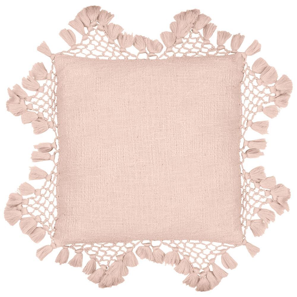 The Linen Yard Anko Marcrame 100% Cotton Tasselled Cushion Cover