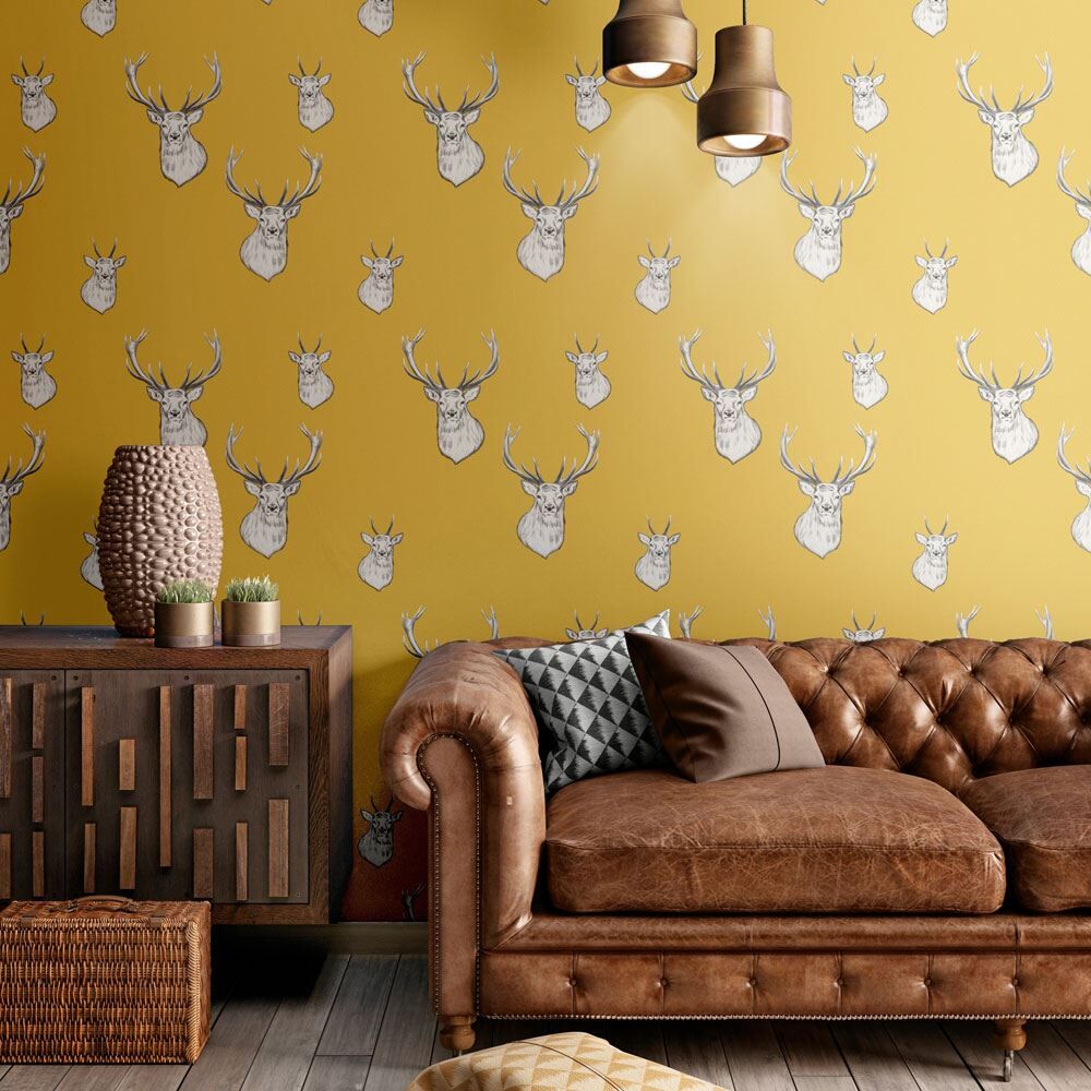 Catherine Lansfield Stag Contemporary Wallpaper