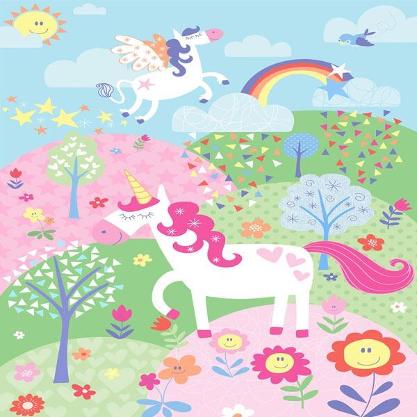 Riva Paoletti Kids Unicorn Wall Mural, Pink, 158 x 232 Cm