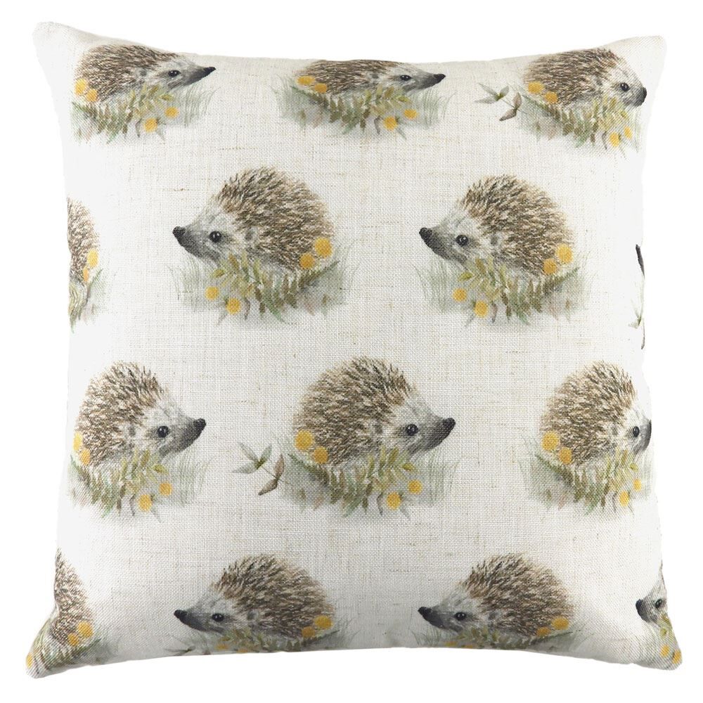 Evans Lichfield Woodland Hedgehog Repeat Nature Print Cushion Cover, Multi, 43 x 43 Cm