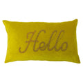 Riva Home Welcome Hello Beaded Stich Faux Velvet 100% Cotton Cushion Cover, Ochre, 30 x 50 Cm