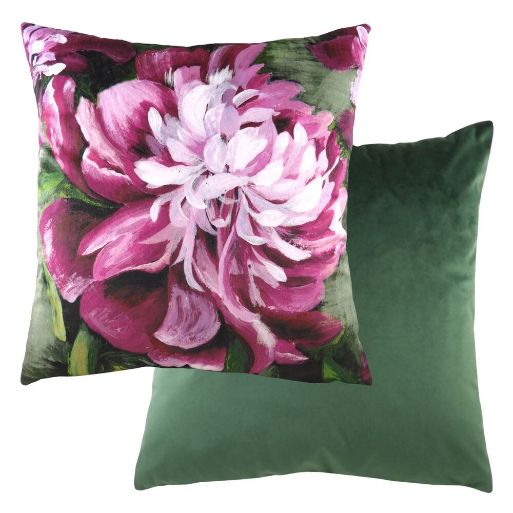 Evans Lichfield Winter Florals Peony Print Cushion Cover, Fuchsia, 43 x 43 Cm
