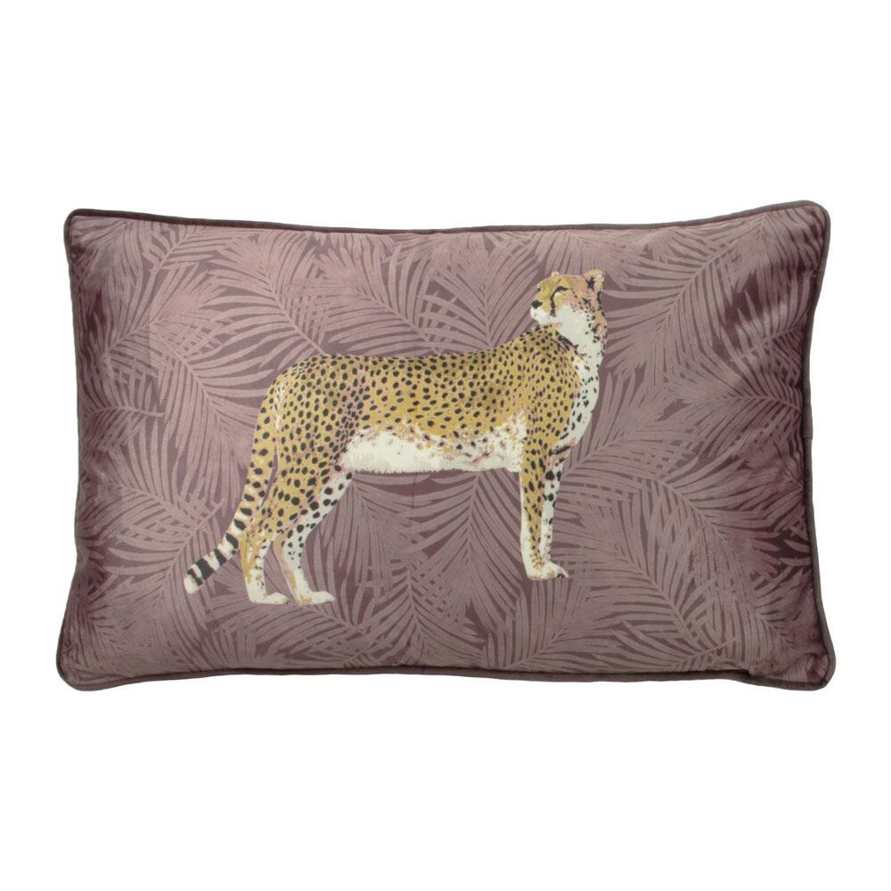 Paoletti Cheetah Forest Faux Velvet Piped Cushion Cover