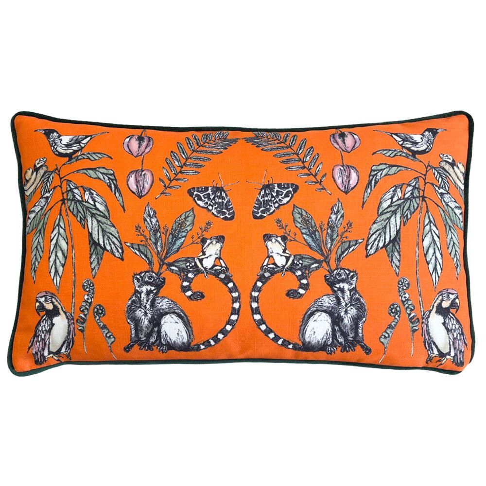 Wylder Tropics Wild Mirrored Creatures Print Velvet Piped Edge Cushion Cover