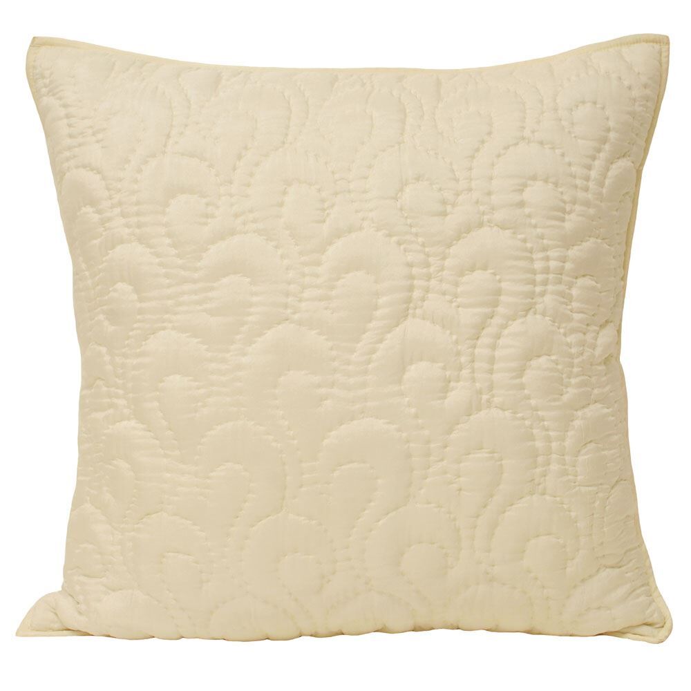 Riva Home Nimes Stitched Geometric Pattern 100% Washed Silk Cushion Cover, Ivory, 55 x 55 Cm