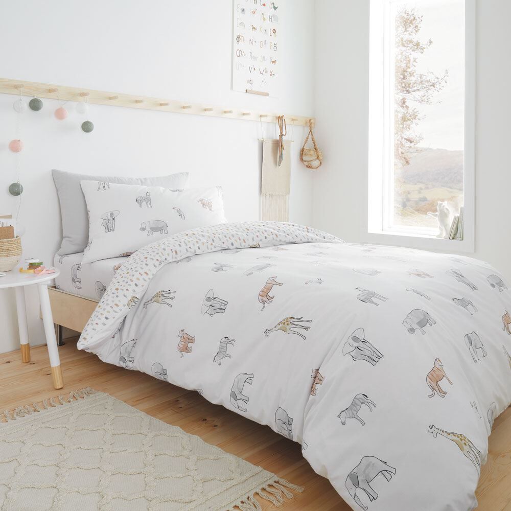 Bianca Kids Zoo Animals 100% Cotton Reversible Duvet Cover Set