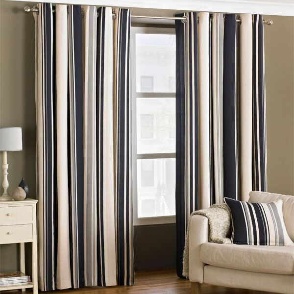 Riva Home Broadway Stripe Woven Lined Eyelet Curtains