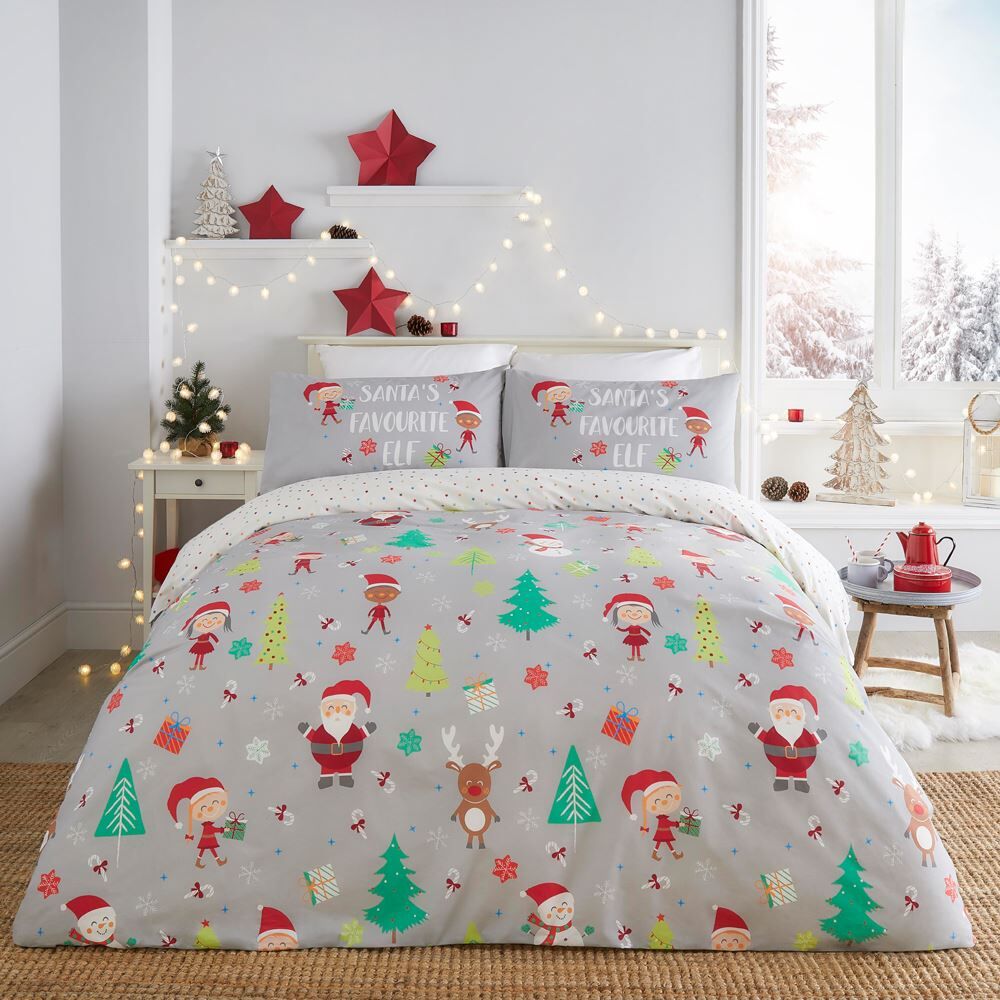 Fusion Christmas Elf & Santa Easy Care Reversible Duvet Cover Set