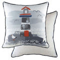 Evans Lichfield Nautical Lighthouse Watercolour Print Cushion Cover, Multi, 43 x 43 Cm