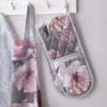 Catherine Lansfield Dramatic Floral 100% Cotton Double Oven Glove, Grey