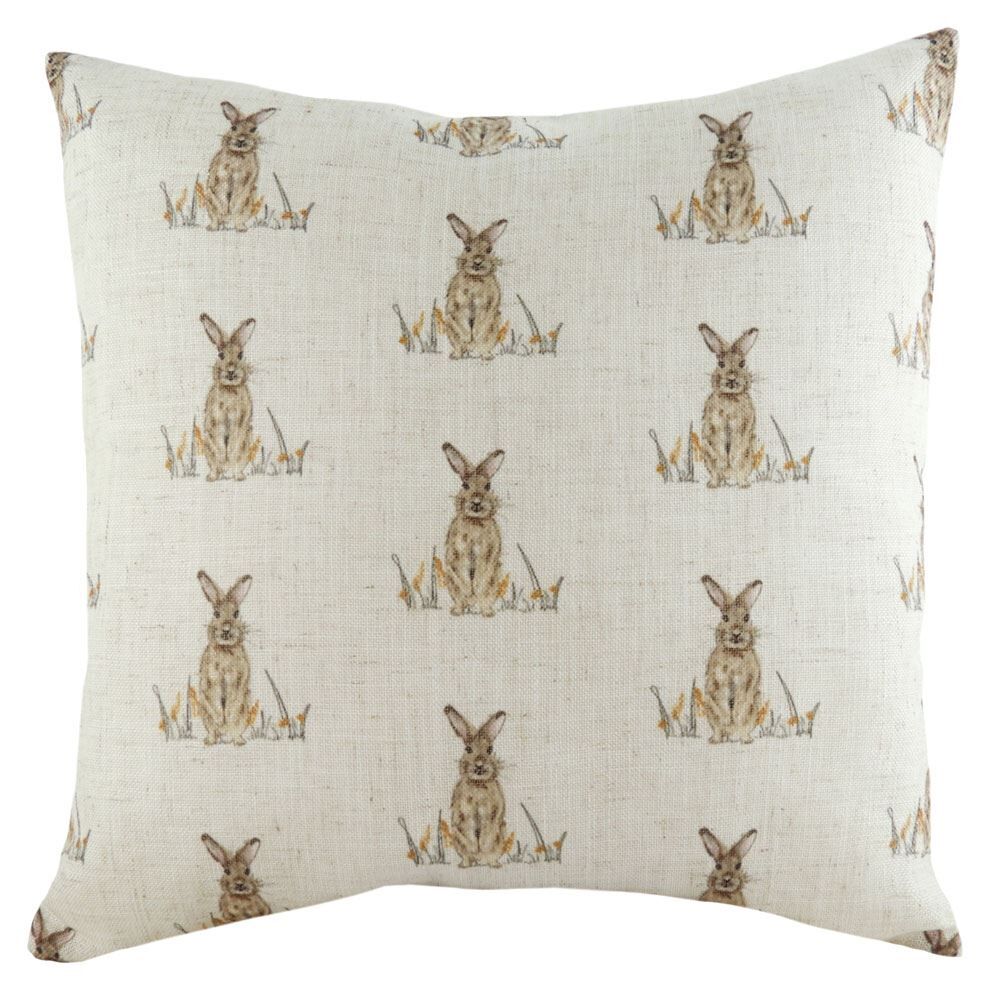 Evans Lichfield Oakwood Hare Repeat Watercolour Print Cushion Cover, Multi, 43 x 43 Cm