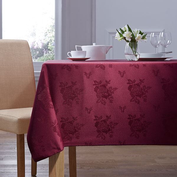 Charlotte Thomas Cezanne Damask Rose Floral Woven Tablecloth