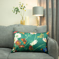 Paoletti Wild Fauna Botanical Print Cushion Cover, Emerald, 40 x 60 Cm