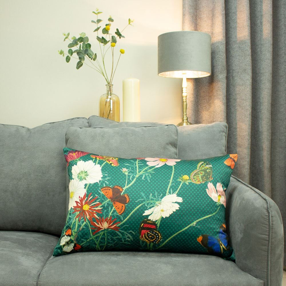 Paoletti Wild Fauna Botanical Print Cushion Cover, Emerald, 40 x 60 Cm