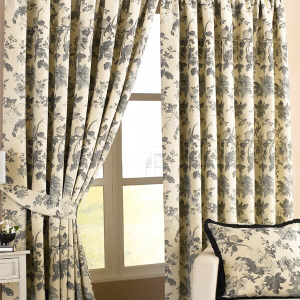 Paoletti Berkshire Floral Chenille Jacquard Woven Lined Eyelet Curtains
