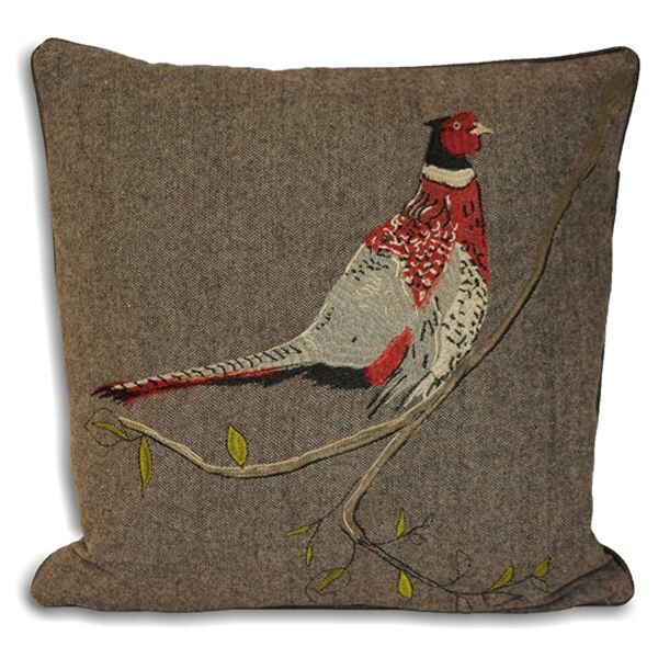 Paoletti Hunter Pheasant Herringbone Weave Piped Cushion Cover, Brown, 45 x 45 Cm