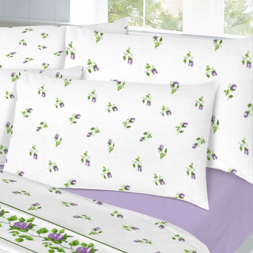 Night Zone Rose Bud Floral Luxury Thermal 100% Brushed Cotton Flannelette Sheet Set