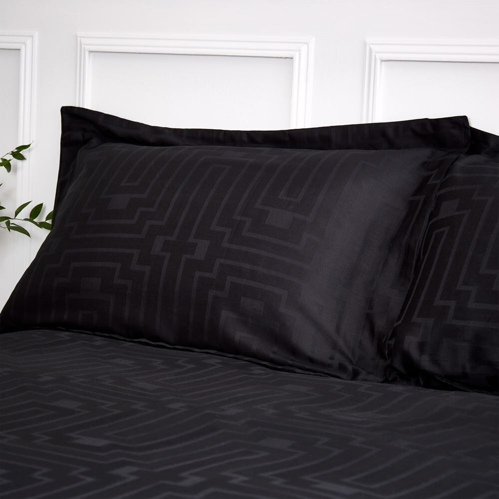 Bianca Satin Geo Jacquard 100% Cotton 180 Thread Count Oxford Pillow Case