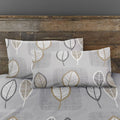 Charlotte Thomas Freja Leaf Floral Print Housewife Pillowcase, Grey/Tan, Pair
