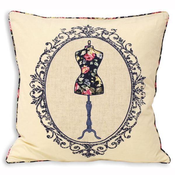 Paoletti Victoria Manequin Applique 100% Cotton Cushion Cover, 45 x 45 Cm