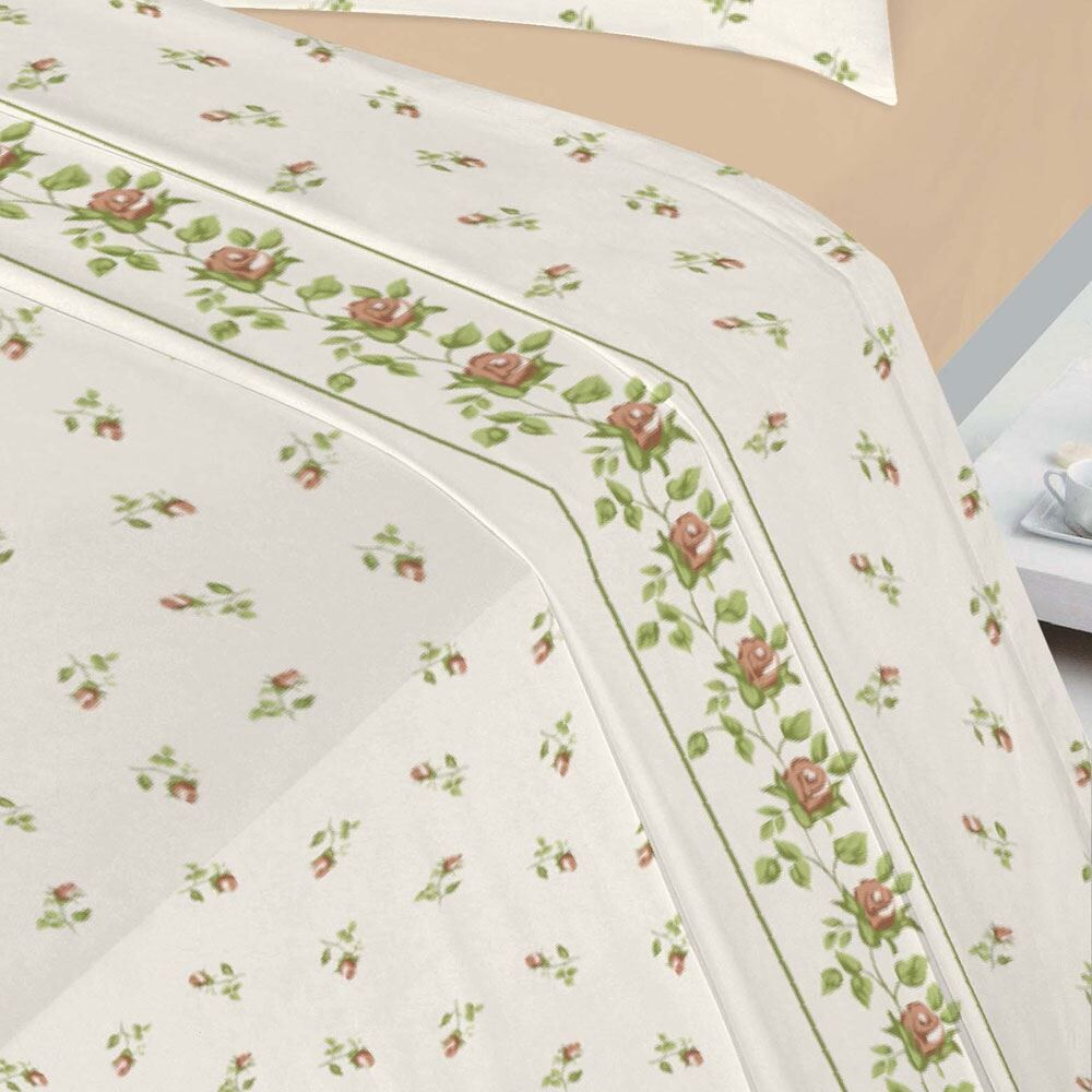 Night Zone Rose Bud Floral Luxury Thermal 100% Brushed Cotton Flannelette Sheet Set