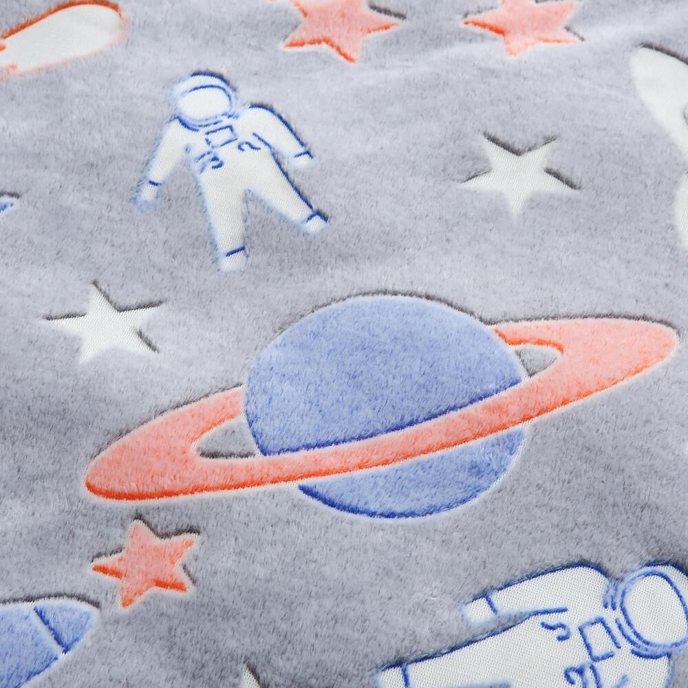 Night Zone Space Glow In The Dark Super Soft Fleece Warm & Cosy Throw, Multi, 100 x 150 Cm